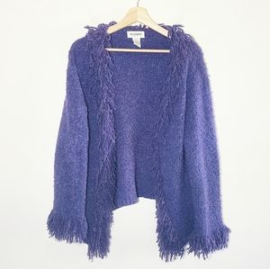 Vintage 90s Sparkley Fringe Open Front Cardigan